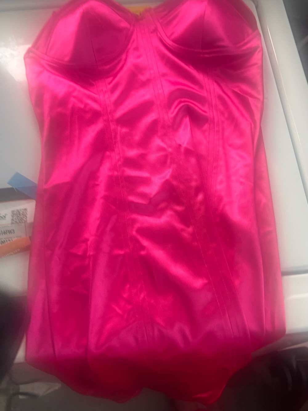 Absolutely Strapless Satin Mini Dress in Vibrant Fuchsia